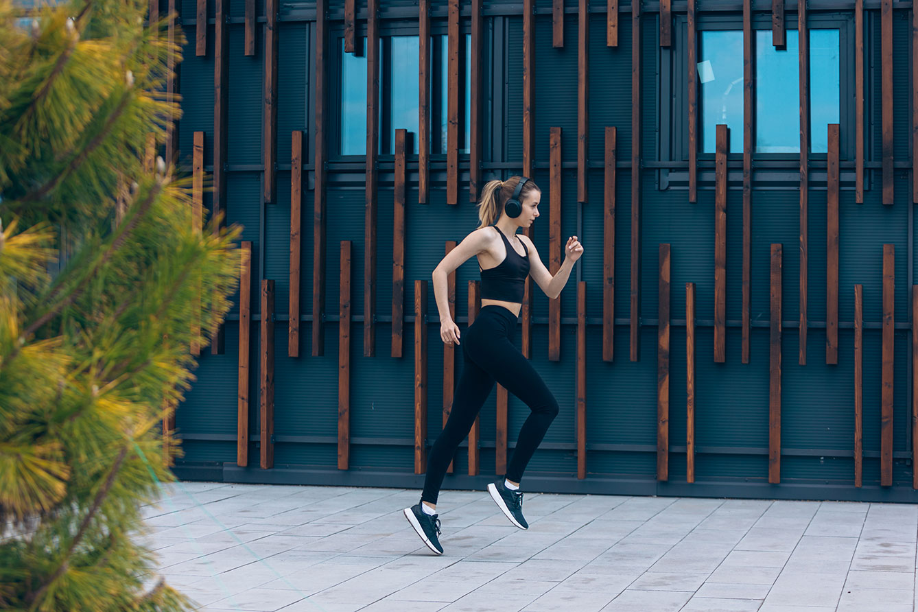 girl with ponytail jumping place LR